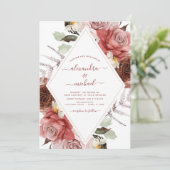 Invitation Mariage de automne Terracotta Floral Automne (Debout devant)