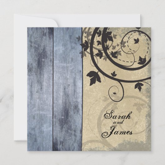 Invitation Mariage de automne Vintage Barne bleue (Devant)