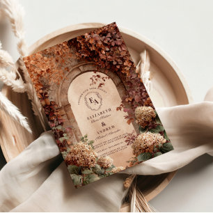 Invitation Mariage de automne vintage d'arche en pierre