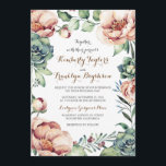 Invitation Mariage de automne vintage fleuri Wreath Aquarelle<br><div class="desc">faire-part de mariage vintage à couronne florale</div>