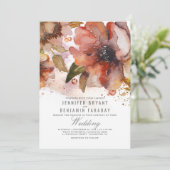 Invitation Mariage de automne vintage Fleurs aquarelles (Debout devant)