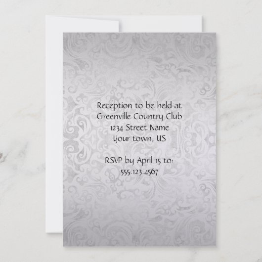 Invitation Mariage de bac à ruban pourpre en argent perdu (Dos)