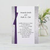 Invitation Mariage de bac à ruban pourpre en argent perdu (Debout devant)