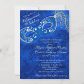 Invitation Mariage de bal masqué bleu Cobalt (Devant)