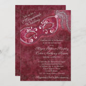 Invitation Mariage de bal masqué en argent de Bourgogne (Devant / Derrière)