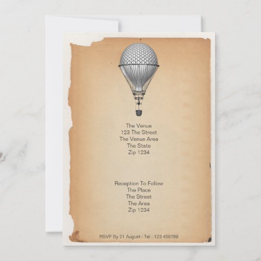 Invitation Mariage de ballon à vapeur à air chaud (Dos)
