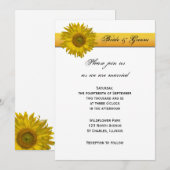 Invitation Mariage de bande de tournesol jaune (Devant / Derrière)