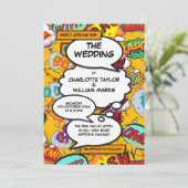 Invitation Mariage de Bande Dessinée Typographique Amusant Mo (Debout devant)
