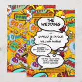 Invitation Mariage de Bande Dessinée Typographique Amusant Mo (Devant / Derrière)