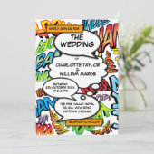 Invitation Mariage de bande dessinée typographique fun modern (Debout devant)