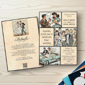Invitation Mariage de bande dessinée vintage Whimsical Bride