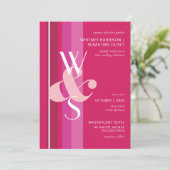 Invitation Mariage de bande magenta moderne (Debout devant)