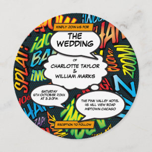 Invitation Mariage de bandes dessinées de typographie moderne