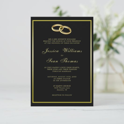 Invitation Mariage de bandes Mariage or sophistiqué (Debout devant)