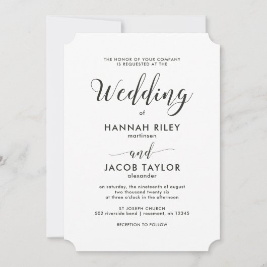 Invitation Mariage de bandes vert Script classique (Devant)