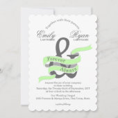 Invitation Mariage de bannière de ruban vert pour toujours et (Devant)