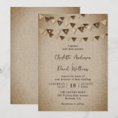 Invitation Mariage de bannières Burlap rustique (Devant / Derrière)