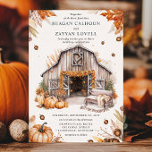 Invitation Mariage de barn à l'automne rustique avec citrouil