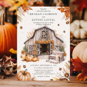 Invitation Mariage de barn à l'automne rustique avec citrouil