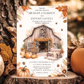 Invitation Mariage de barn à l'automne rustique avec citrouil