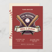 Invitation mariage de base-ball rétro vintage (Devant / Derrière)