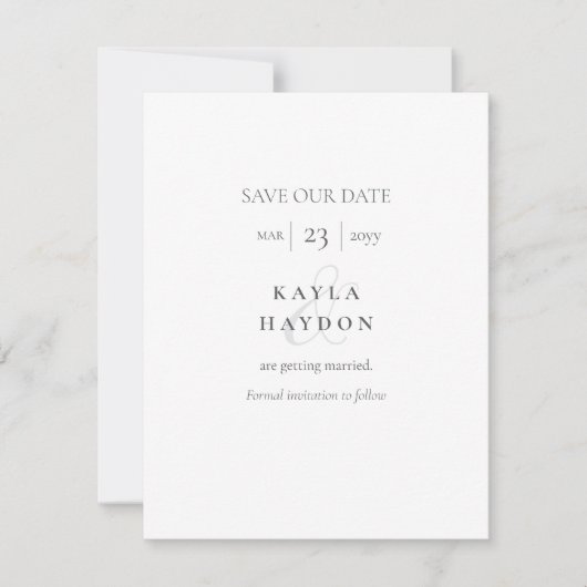 Invitation Mariage de base, minimum Enregistrer la date (Devant)