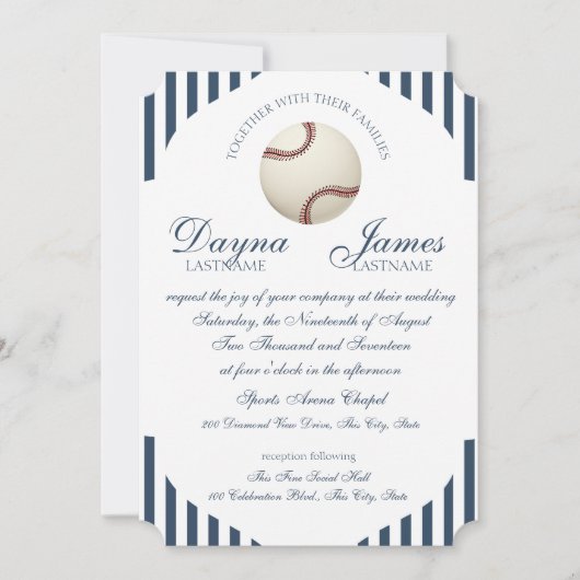 Invitation Mariage de baseball Park Stripes (Devant)