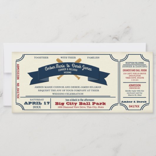 Invitation Mariage de baseball vintage (Devant)