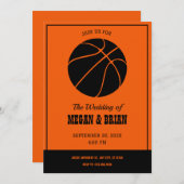 Invitation Mariage de basket orange et noir (Devant / Derrière)