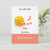 Invitation Mariage de basketball avec des cœurs rouges d'amou (Debout devant)