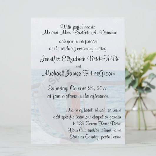 Invitation Mariage de bateau (Debout devant)