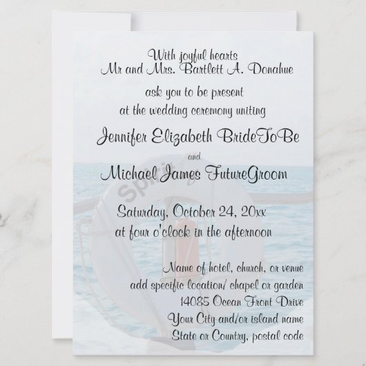 Invitation Mariage de bateau (Devant)