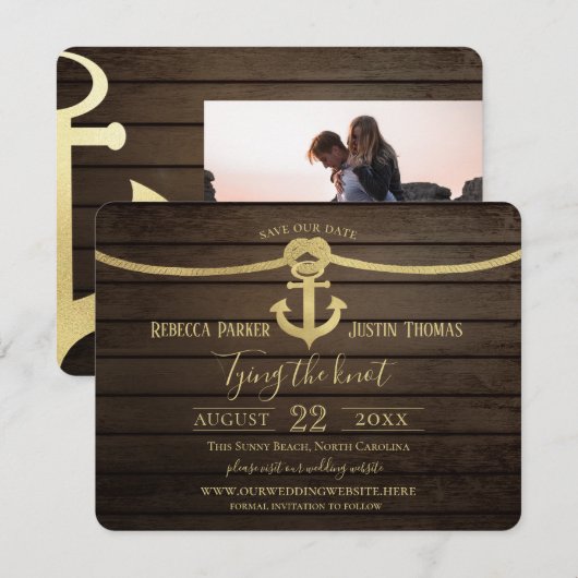 Invitation Mariage de bateau nautique et nœud d'amarrage et d (Devant / Derrière)