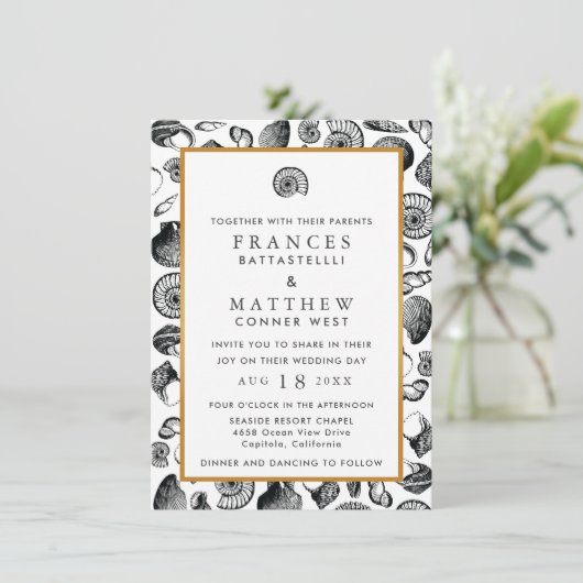 Invitation Mariage de Beach Seashells (Debout devant)