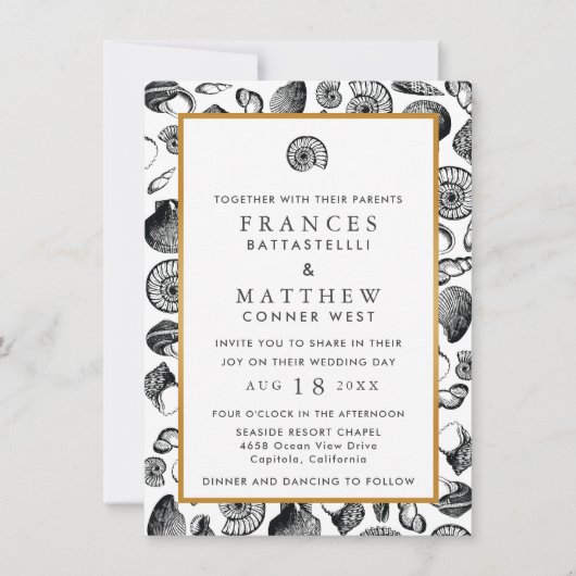 Invitation Mariage de Beach Seashells (Devant)