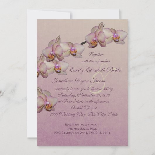 Invitation Mariage de beauté orchidée (Devant)