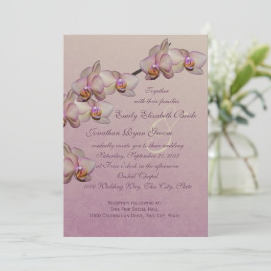 Invitation Mariage de beauté orchidée (Debout devant)