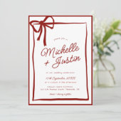 Invitation Mariage de béquille à ruban à main (Debout devant)