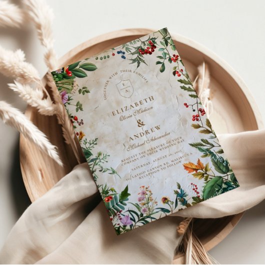 Invitation Mariage de Berry Botanique Coloré