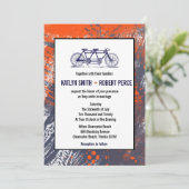Invitation Mariage de bicyclette moderne rétro Artistique Tan (Debout devant)