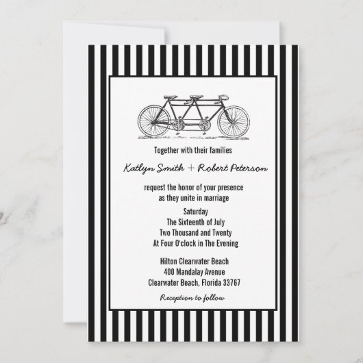 Invitation Mariage de bicyclette Rustique Retro (Devant)