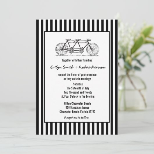 Invitation Mariage de bicyclette Rustique Retro (Debout devant)