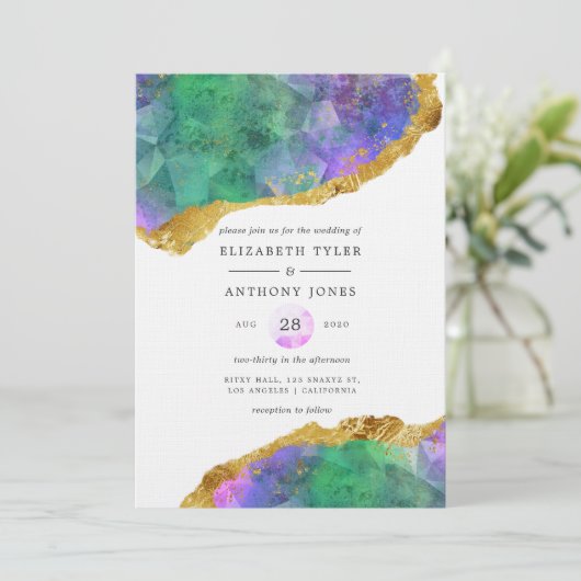 Invitation Mariage de bijou d'agate cristallin (Debout devant)