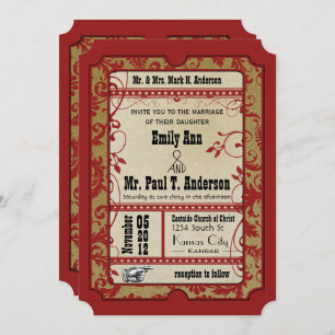 Invitation Mariage de billet de cinéma vintage Broadway Poste