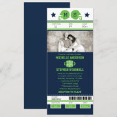 Invitation Mariage de billets de football Blue and Lime Green (Devant / Derrière)
