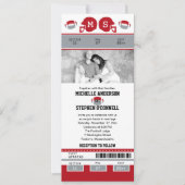 Invitation Mariage de billets de football gris et rouge (Devant)