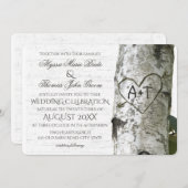 Invitation Mariage de Birch Tree rustique avec coeur sculpté (Devant / Derrière)