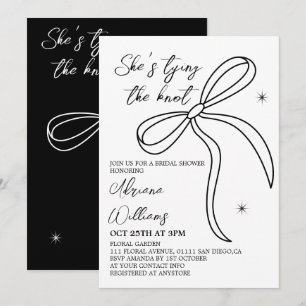Invitation Mariage de Black Bow Elle Noue Le Nœud Réception d