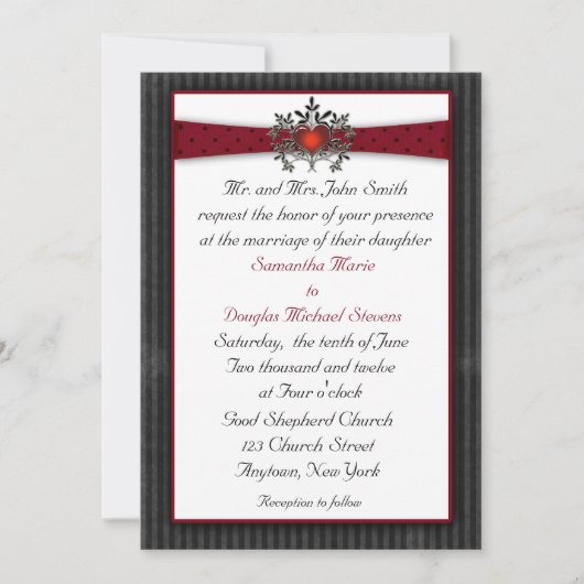 Invitation Mariage de Black Maroon (Devant)