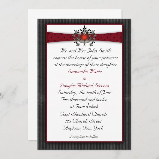 Invitation Mariage de Black Maroon (Devant / Derrière)